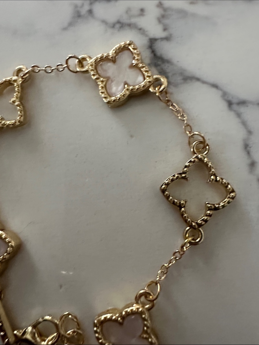 Affordable Fashion Finds Gold Clover Bracelet with White Accents - Picture 4 of 4